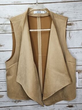 JustFab Open Front Waterfall Faux Suede Vest Size M/L